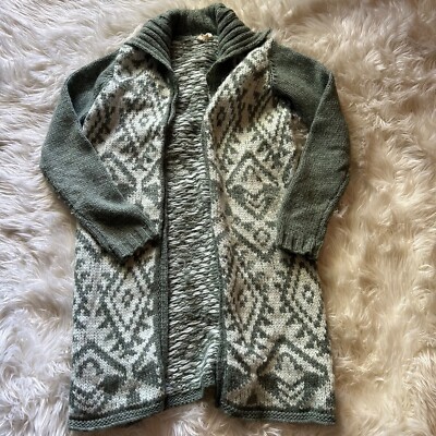 Moth Anthropologie Womens Open Front thick Knit Duster Cardigan Size M  Green