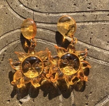 Yellow Transparent Sun Dangle Earrings