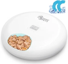  6 Meals Automatic Cat Feeder for Wet/Dry Food, with 2 Ice Packs, Programmable 