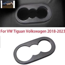 For VW Tiguan 2018-2022 2023 Carbon Fiber Rear Armrest Water Cup Holder Panel