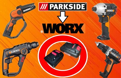 PARKSIDE X 20V TEAM LIDL AKKU ADAPTER AUF WORX POWER SHARE WERKZEUGE KOMPL