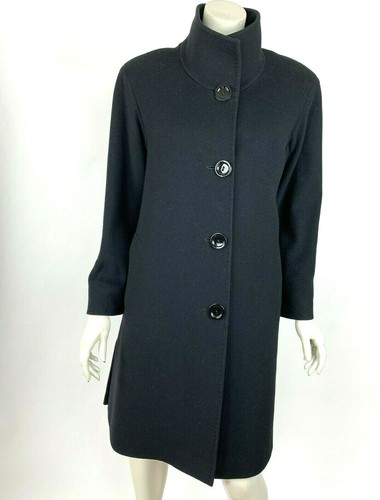 Cinzia Rocca due Stand Collar Coat Black Cashmere Wool Lined Jacket Women 12 EUC - Picture 3 of 12