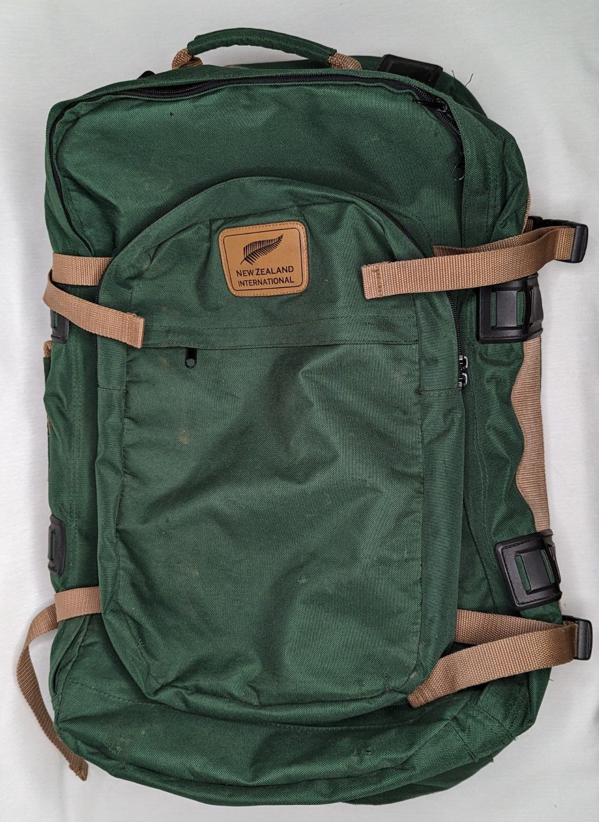 New Zealand International Travel Backpack Green Hiking Shoulder Bag 22x12