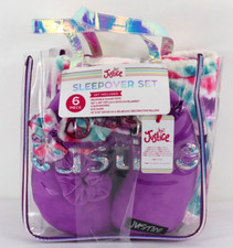 Justice Sleepover Set 6 Pc. Tote Blanket 2- Hair Scrunch Eye Mask Pillow NWT