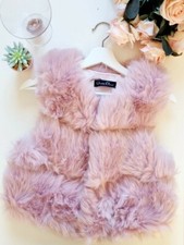 Queen Closed Pink Blush Pastel Faux Fur Vest Gilet Winter Autumn Chic S 8 New