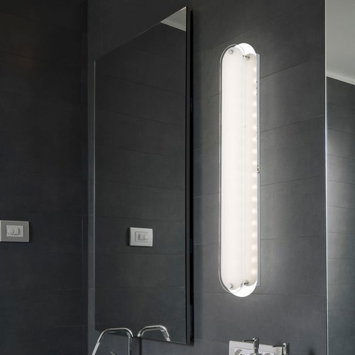 Applique Specchio Lampada da Soggiorno LED Parte Raso Vetro Cromato L 47 CM - Foto 5 di 10