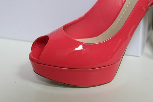 New 9.5 / 39.5 Christian Dior Pink Patent Leather Platform Slingback Pump Shoes - Picture 4 of 9