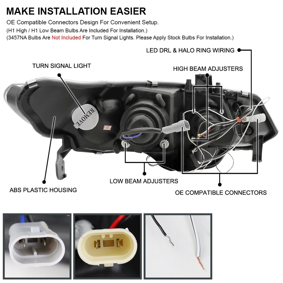 Fits 2006-2011 Honda Civic 2Dr Black LED Halo Projector Headlights+ Tail Lamps Foto 4 de 4