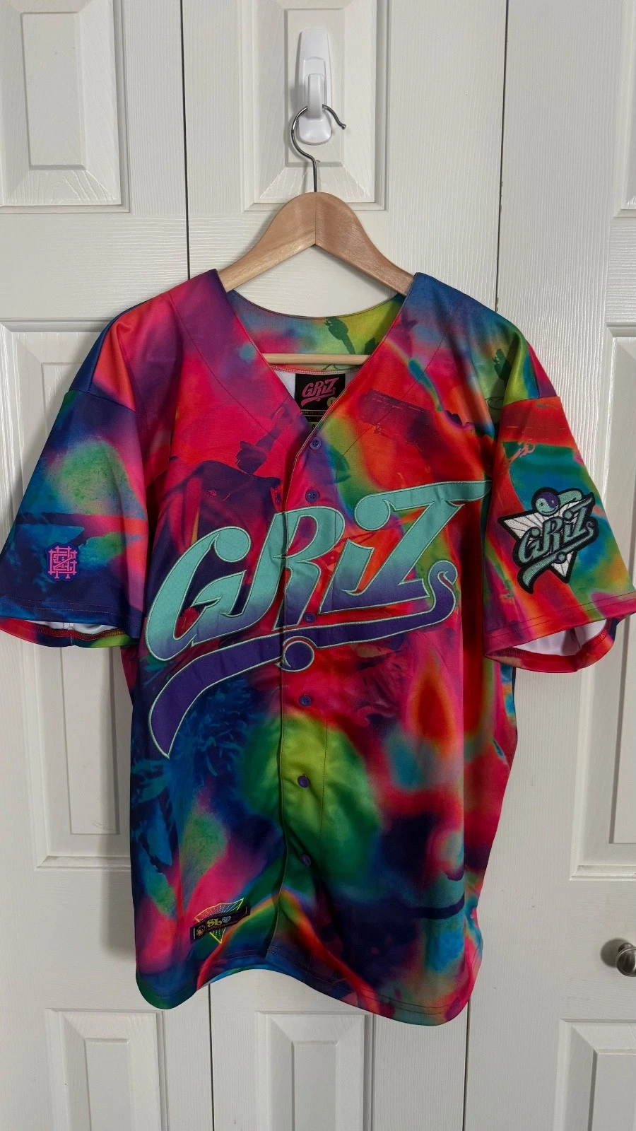 GRiZ Infra Rad Baseball Jersey Men's Size L DJ EDM Rave SLSL Show Love Spread