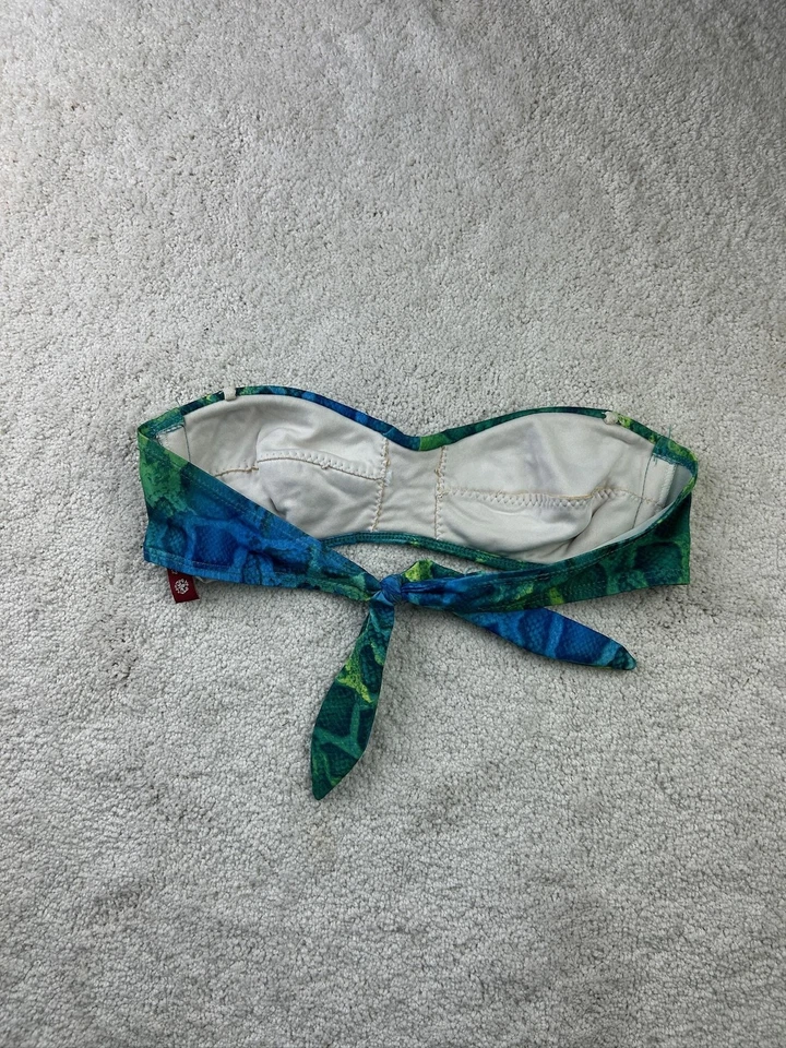 Top de natación Guess para mujer pequeño bandeau sin tirantes estampado de serpiente lazo trasero EE. UU. Foto 4 de 4