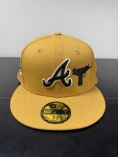 Atlanta Braves 7 3/8 Fitted Hat New Era 59FIFTY Men Tan Khaki 1995 world series