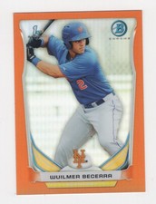 2014 BOWMAN CHROME PROSPECT ORANGE REFRACTOR 14/25 WUILMER BECERRA METS