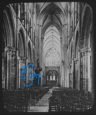 Photo DOL CHURCH OF ST SAMON INTERIOR  BRITTANY C1894 Magic Lantern Slide FRANCE