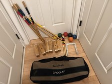 Sportcraft Croquet Set 6 Player Wooden Mallets Balls Wickets Carry Case