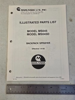 MARUYAMA Parts List BackPack Sprayer Models MS045, MS045D, Jan 1993 - FREE SHIP