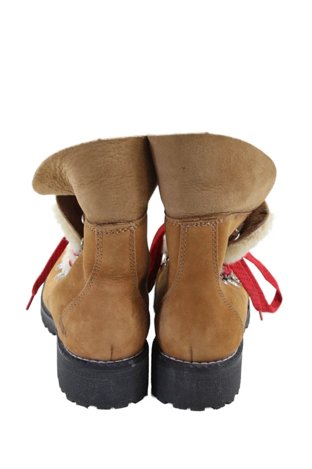 J экипажа женщин искусственного меха с подкладкой шнурует вверх кожаные боевые ботинки туфли коричневый размер 6 М - Изображение 3 из 4