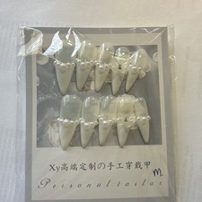 Handmade elegant butterfly  pearls long stiletto press on nails MEDIUM SIZE
