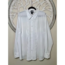 Vintage Y2K Venezia Jeans Plus 22/24 White Pleated Front Button Shirt Blouse