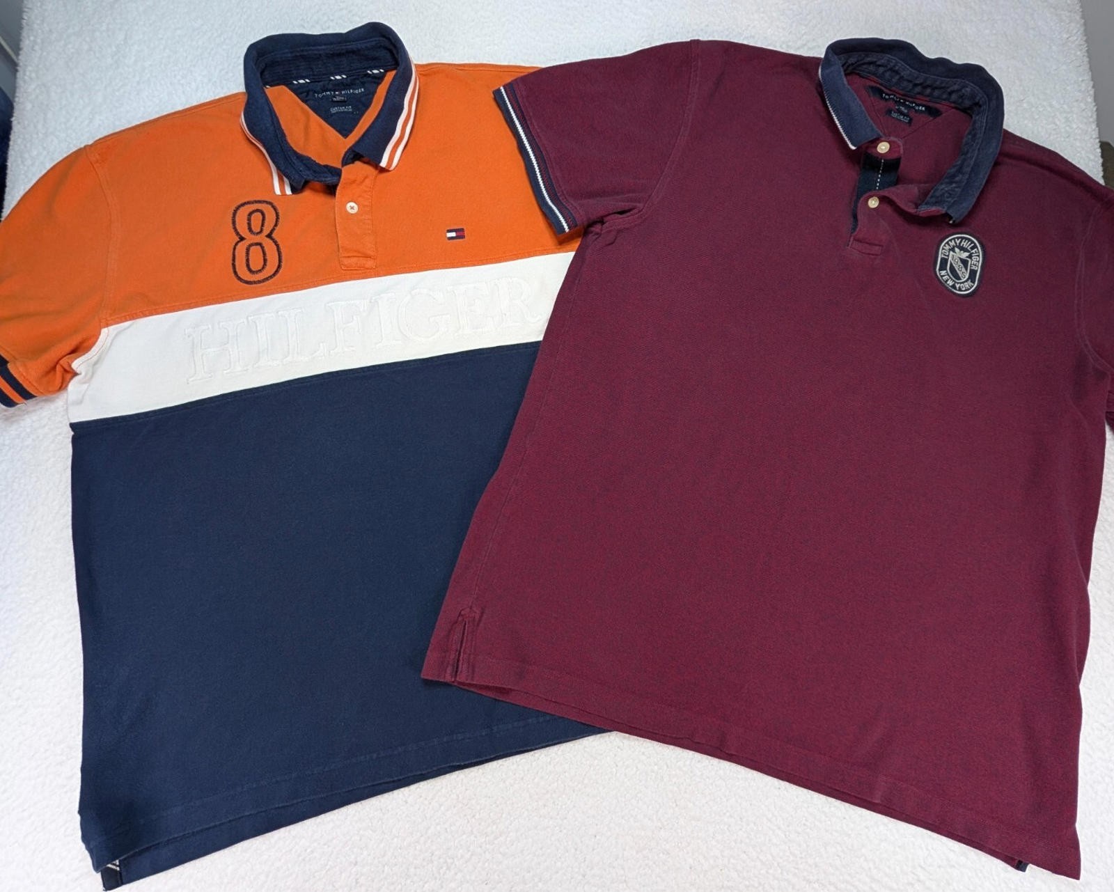 VTG Tommy Hilfiger Short Sleeve Polo Men’s 2XL Orange/Red custom fit Lot of 2 