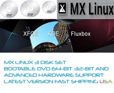 MX Linux XFCE KDE FlushBox 3 DVD SET 64bit 32bit AHS FAST SHIPPING USA