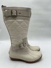 Sperry Saltwater Quilted Tall Duck Boots Ivory Size 5