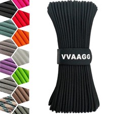 VVAAGG 1000 Black Paracord Rope 100FT Utility Nylon Heavy Duty 12 Strand Parachu