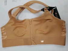 New SHEFIT Flex Front Zip Sports Bra Sienna Glow Size L