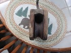 VINTAGE WOODEN PULLEY WITH METAL HOOK — photo 4