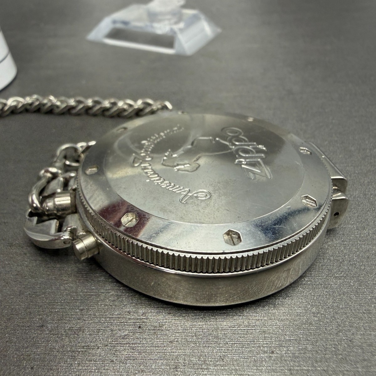 Zippo ステンレススチール 懐中時計 Zippo Pocket Watch Men 49mm Silver Dial Steel Chronograph Round