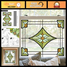 Stained Glass Window Privacy Film - UV Blocking Static Cling, 11.81" x 15.75