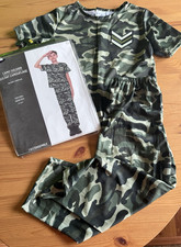 NWT Boys Camouflage Military Green Pants  Shirt Camo Soldier Costume Size S