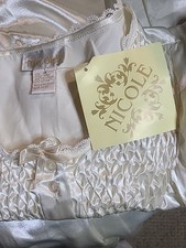 Vintage NICOLE Ivory Satin Embroidered Nightgown Size M Made USA NWT BEAUTIFUL
