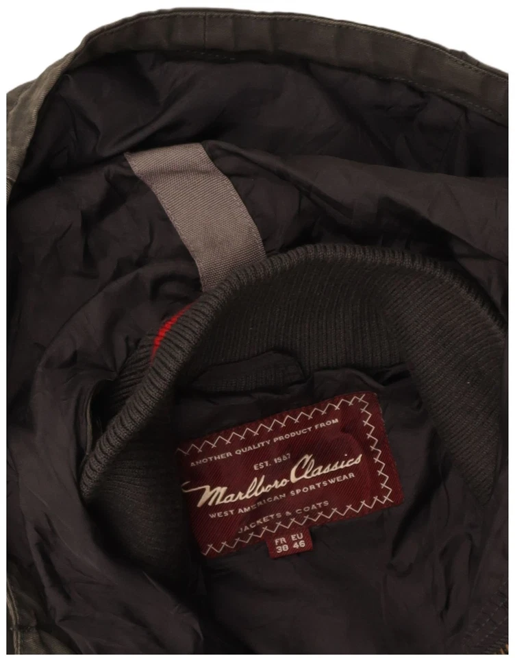 MARLBORO CLASSICS Mens Hooded Windbreaker Jacket EU 46 Small Khaki Cotton CB13 — 第 4/4 张图片