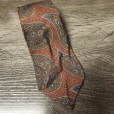 Vintage Polo Ralph Lauren 100% Silk Neck Tie Smooth Paisley 70's Handmade in USA