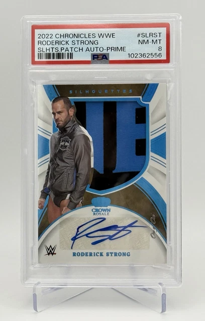 2022 WWE Chronicles Crown Royale Roderick Strong Platinum Patch Auto 1 Of 1 PSA8