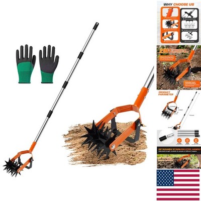 Multi-Functional 72-Inch Hand Tiller for Effortless Weeding and Soil Loosening