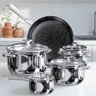 Stainless Steel Pots & Pans Set - 12 Piece Kitchen Cookware Sets Including Fryin