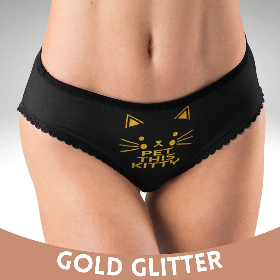 Women’s Hipster Panties – “Pet This Kitty” Funny Cat Design Lingerie (18+) - Image 3 of 4