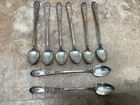 8 Vintage S Kirk & Son 7-5/8" Sterling Silver Rose Pattern Iced Tea Spoons
