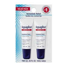 Aquaphor Lip Repair Ointment Moisturizing Lip Balm Pack 0.35 Tube, Pack of 2