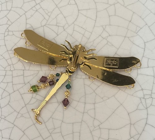 LUNCH AT THE RITZ STUNNING MASSIVE DRAGONFLY DANGLE CRYSTAL BEAD BROOCH/PENDANT - Picture 4 of 7