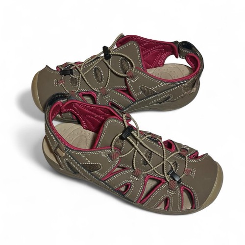 Eddie Bauer Mary Sport Hiking Sandal Women 8 Brown Pink Closed Toe Travel Hiking