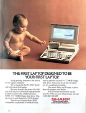 1987 Ad Sharp PC-4501 Laptop Computer 256KB Ram 720KB Floppy Disk Drive