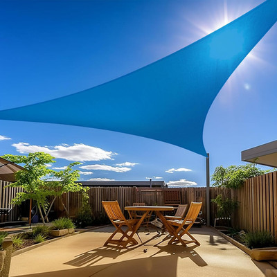 Shade Sail 10'X13'X16.4' Triangle Blue UV Block Canopy for Patio Garden, Customi