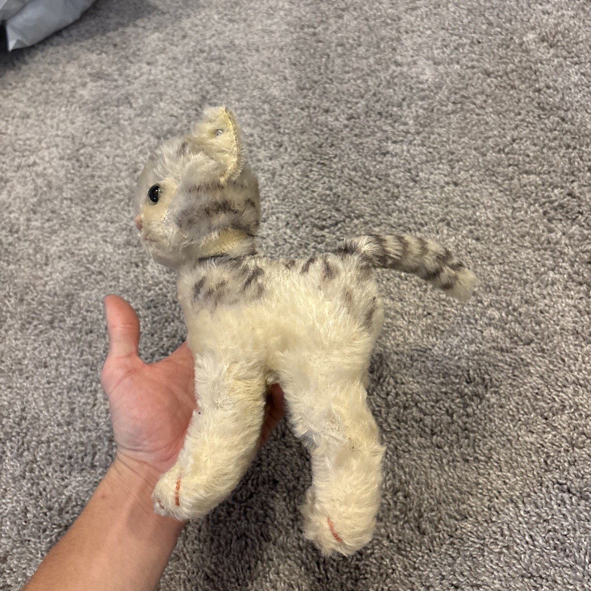 Rare Vintage STEIFF Lizzy Cat 9” Larger Mohair Stuffed Toy Germany