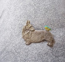 Pembroke Welch Corgi And Butterfly Pewter Pin 56B DOG jewelry by Cindy A. Conter