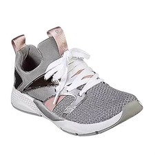 Skechers Shine SN84853L Status Silver Big Girls Sneaker, Size 5