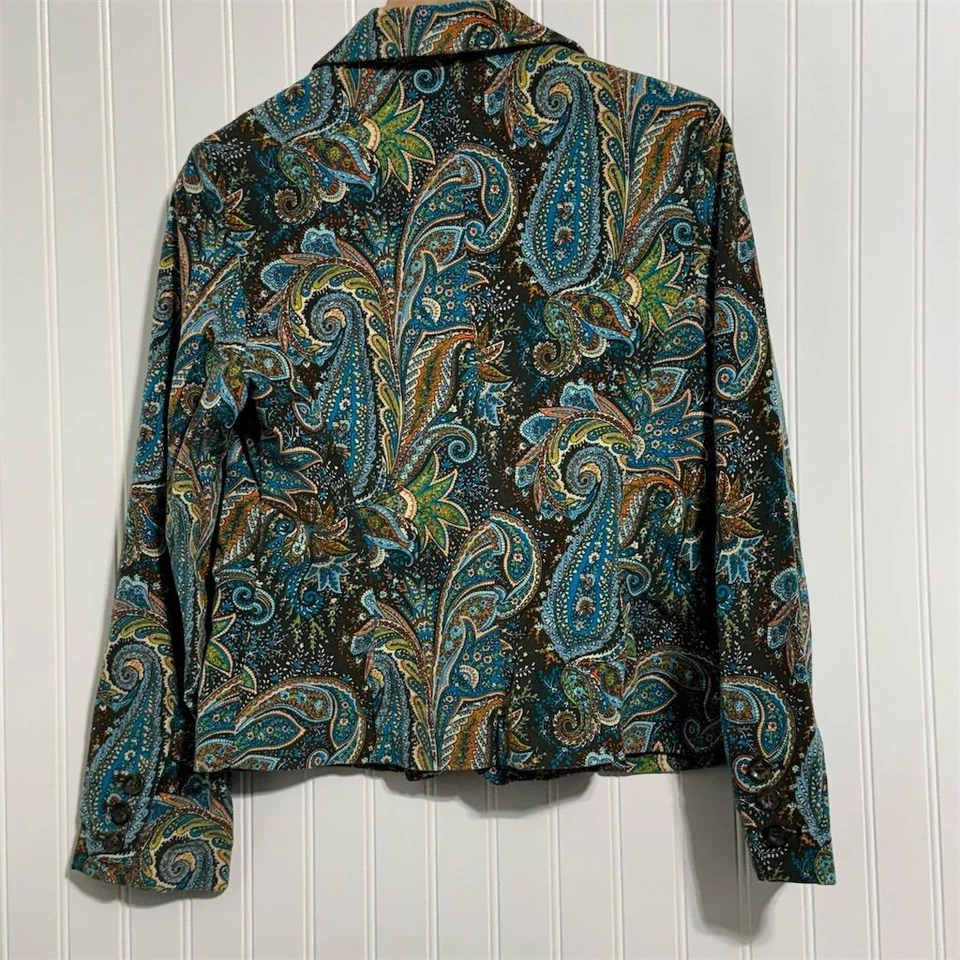 Jones Wear джинсы женщин 10 синий пейсли печать укороченный блейзер куртка хлопок смесь - Изображение 3 из 4