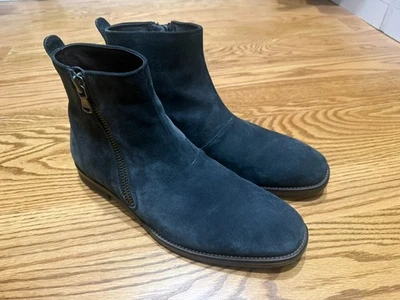 Marc Nolan Odin Boots Mens Size 14 Blue Suede Combat Zip Ankle Lug Sole Blue Zip Suede Boots for Men for sale | eBay main image 4