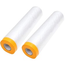 2 Roll Pre-Taped Masking Film 13X65Ft Plastic Sheeting for Automotive Painting